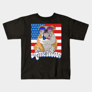 English Bulldog 4th of July American Kids T-Shirt